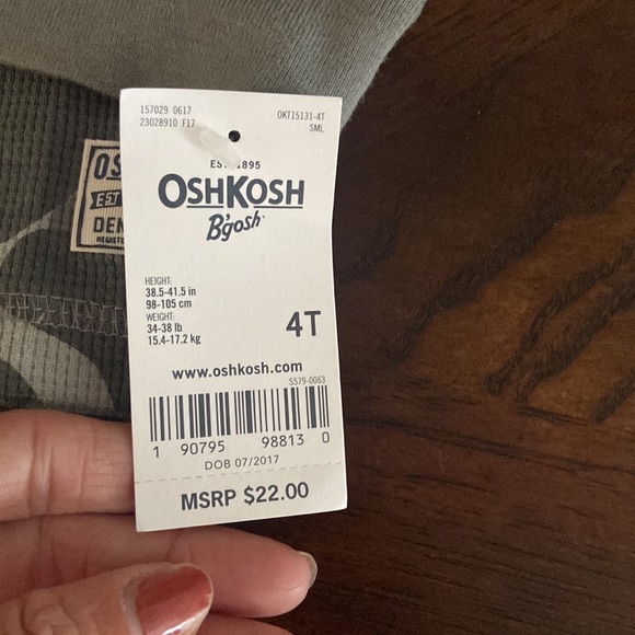 Thermal fabric long sleeve toddler shirt Oshkosh nwt - Picture 3 of 4